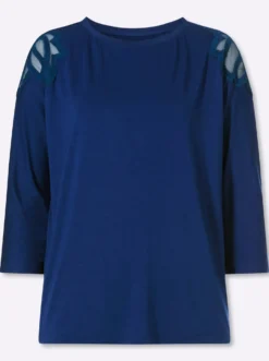 3/4-Arm-Shirt mit Spitzeneinsatz an der Schulter