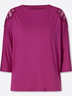 3/4-Arm-Shirt mit Spitzeneinsatz an der Schulter