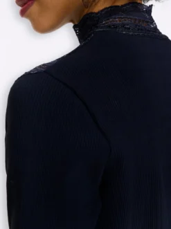 3/4-Arm-Shirt mit Spitzeneinsatz