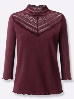3/4-Arm-Shirt mit Spitzeneinsatz