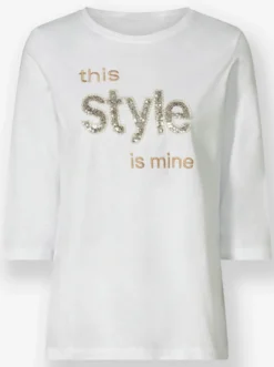 3/4-Arm-Shirt mit Stickerei