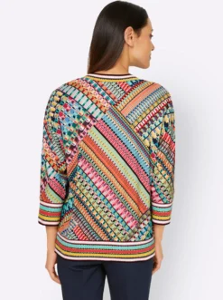 3/4-Arm-Shirt mit V-Ausschnitt