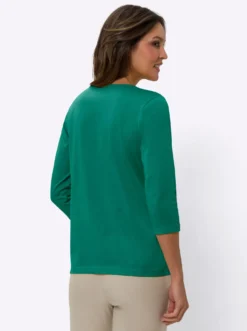 3/4-Arm-Shirt mit V-Ausschnitt