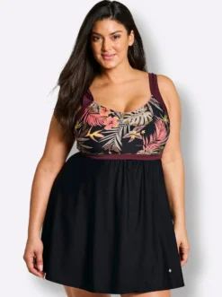 Badekleid mit tropischem Print