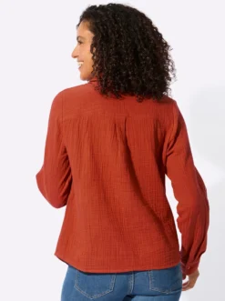 Baumwollbluse mit krempelbaren Ärmeln