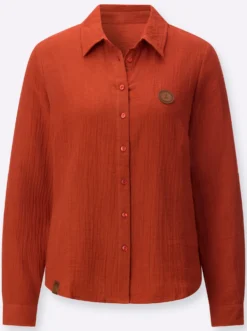 Baumwollbluse mit krempelbaren Ärmeln