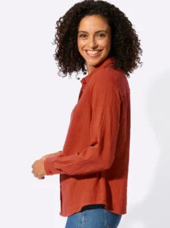 Baumwollbluse mit krempelbaren Ärmeln