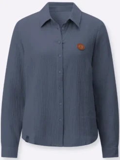 Baumwollbluse mit krempelbaren Ärmeln