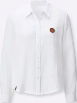 Baumwollbluse mit krempelbaren Ärmeln