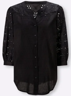 Baumwollbluse mit Lochstickerei