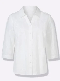 Baumwollbluse mit Madeira-Stickerei