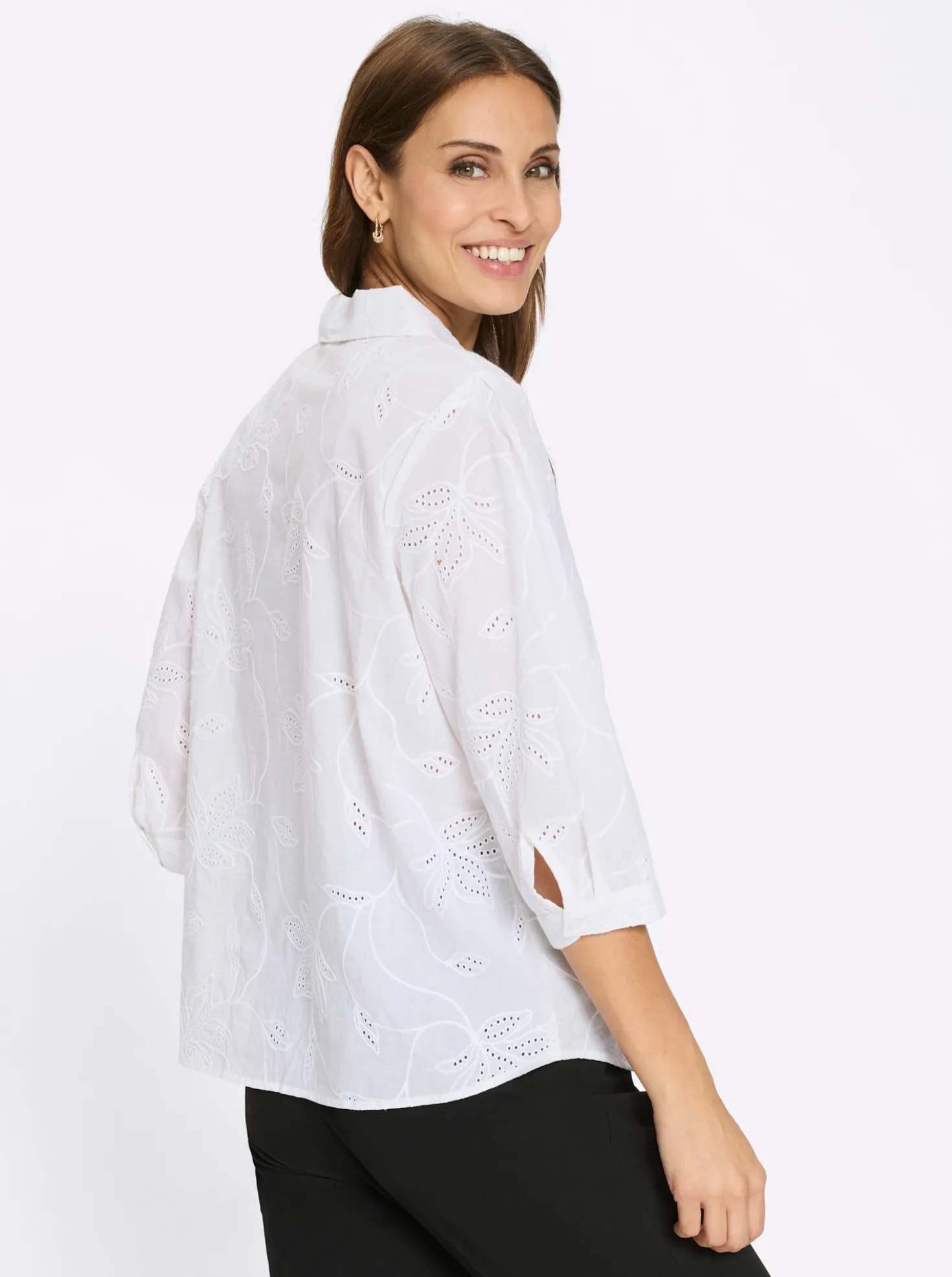 Baumwollbluse mit Madeira-Stickerei