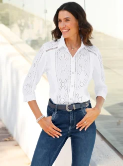 Baumwollbluse mit Madeira-Stickerei