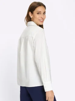 Baumwollbluse mit Stickerei und Netzeinsatz