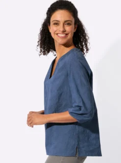 Baumwollbluse mit Ton-in-Ton-Stickerei