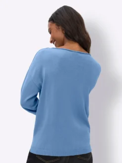 Baumwollpullover mit Seitenschlitzen
