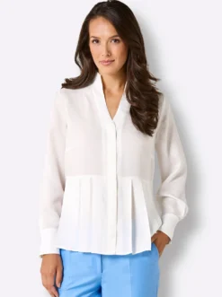 Bluse mit Stehkragen und 30% Seiden-Anteil