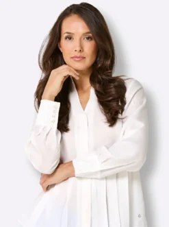 Bluse mit Stehkragen und 30% Seiden-Anteil