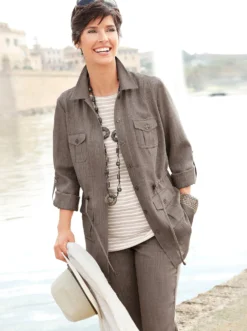 Blusenblazer in Leinen-Optik