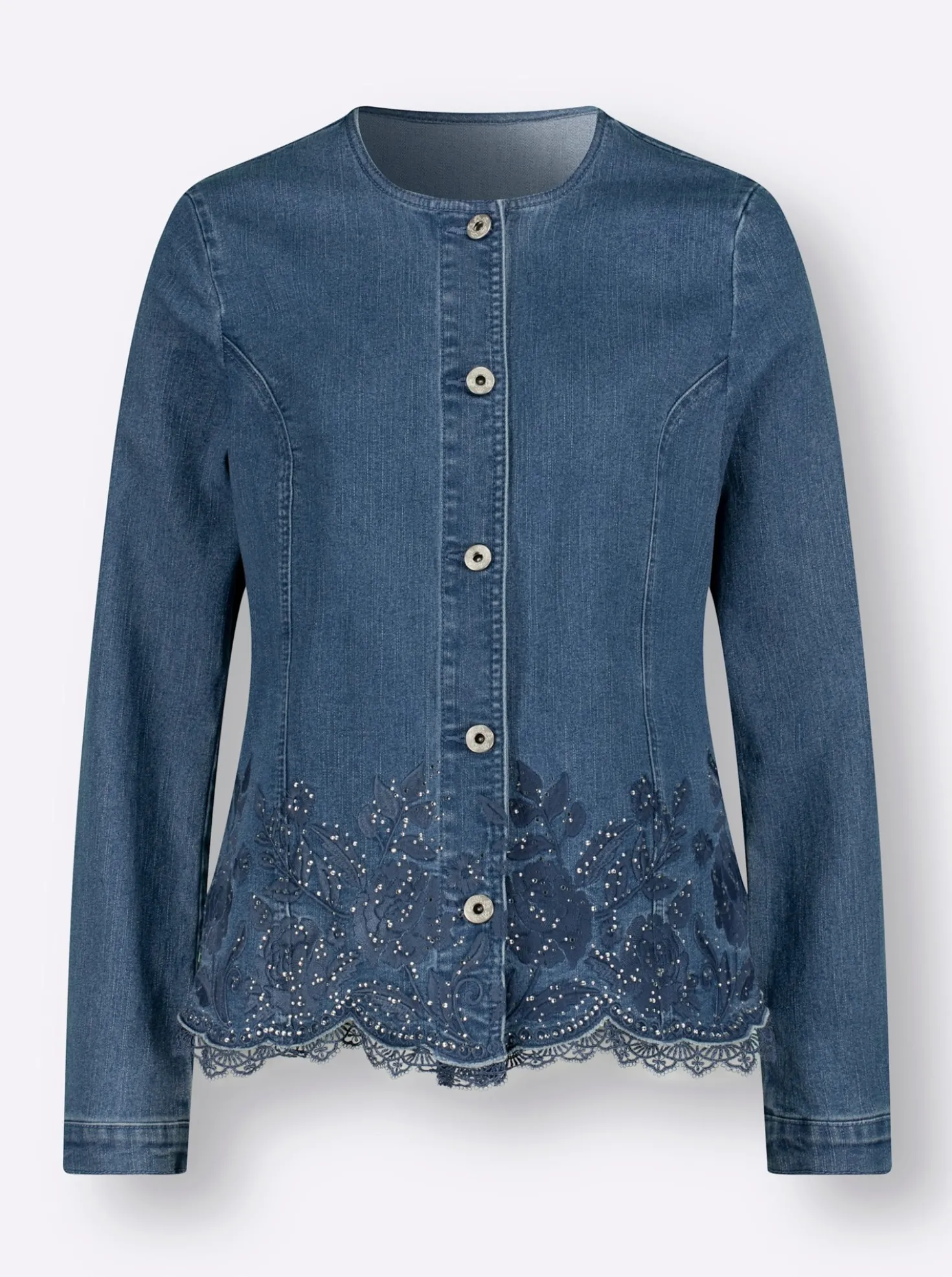 Blusenblazer mit Stickerei und Glitzersteinchen
