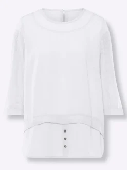 Blusenshirt in 2-in-1-Optik mit Netz-Einsätzen