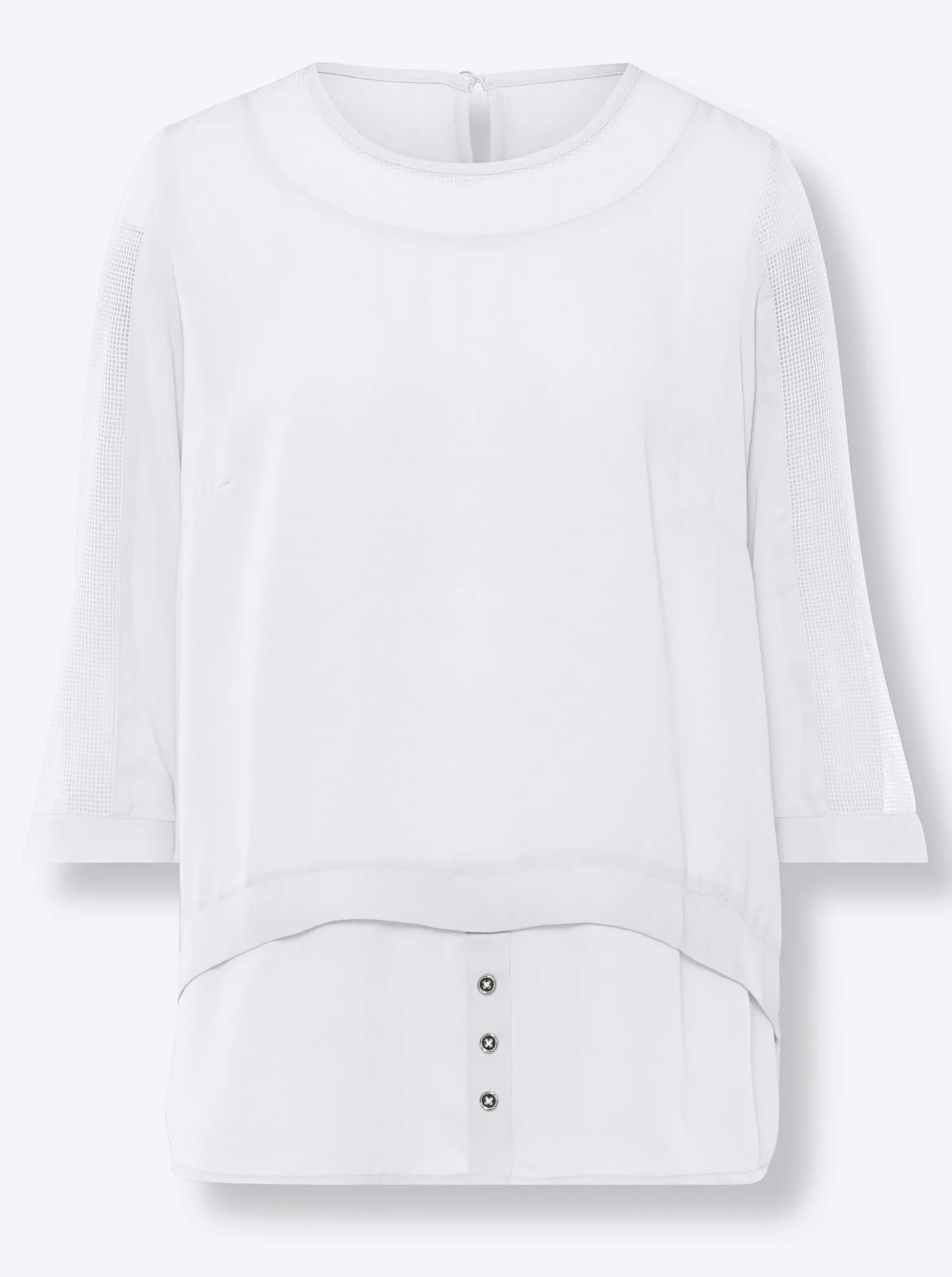 Blusenshirt in 2-in-1-Optik mit Netz-Einsätzen