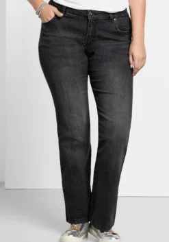 Bootcut-Jeans mit Used-Effekten