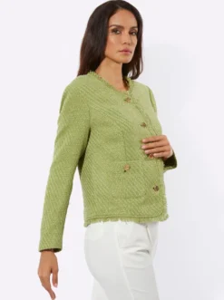 Bouclé-Blazer mit Fransen-Verzierung
