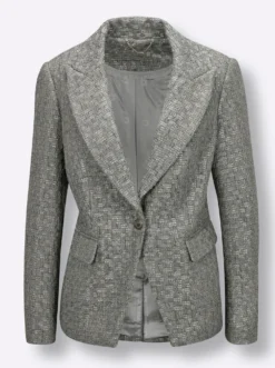 Bouclé-Blazer mit schräger Kante