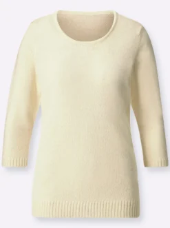 Bouclé-Pullover mit 3/4-Ärmeln