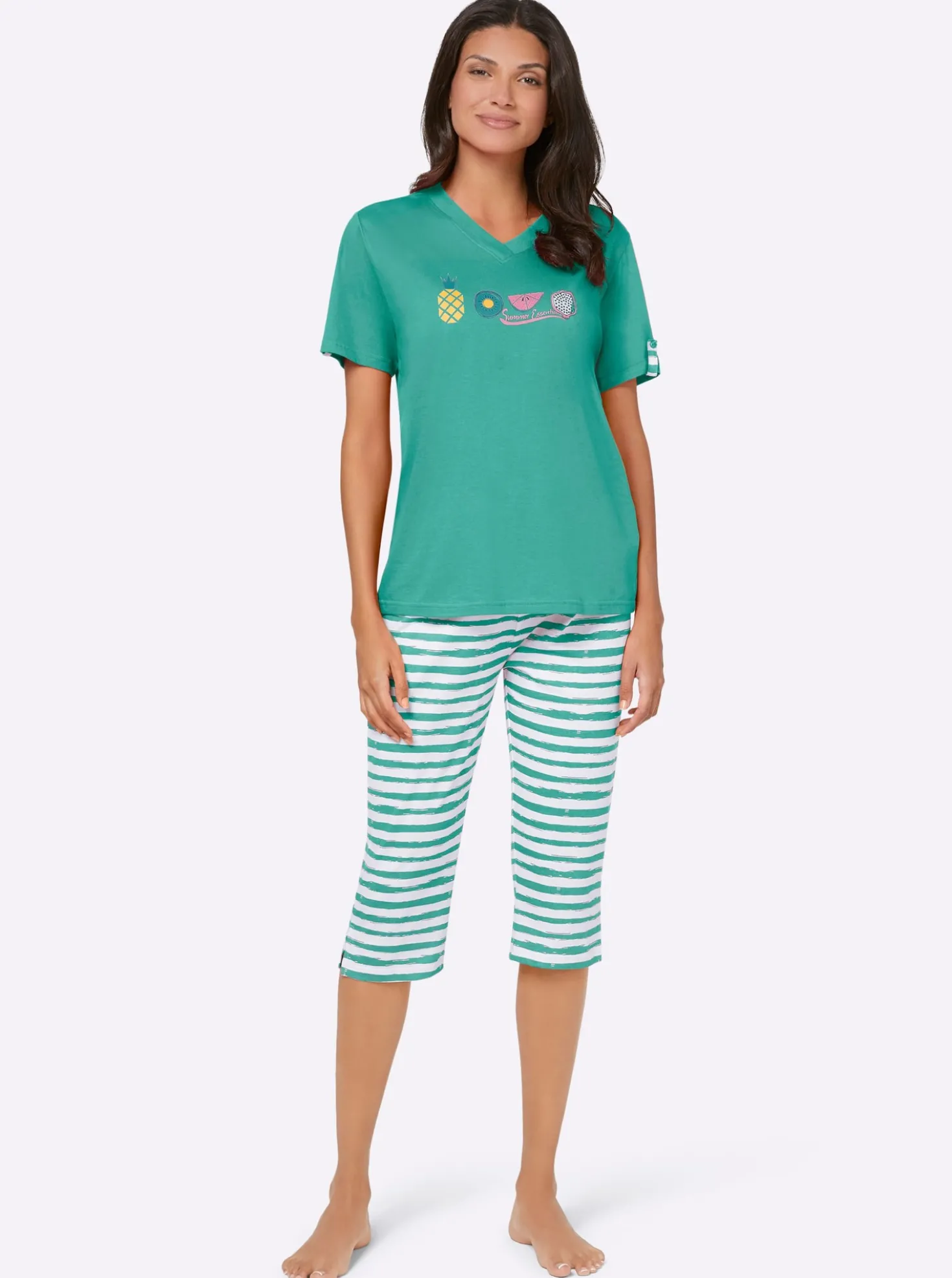 Capri-Schlafanzüge in Single-Jersey-Qualität