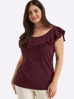 Carmenshirt mit breitem Volant