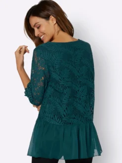 Chiffonbluse mit Baumwoll-Spitze