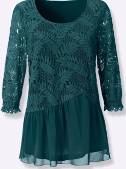 Chiffonbluse mit Baumwoll-Spitze