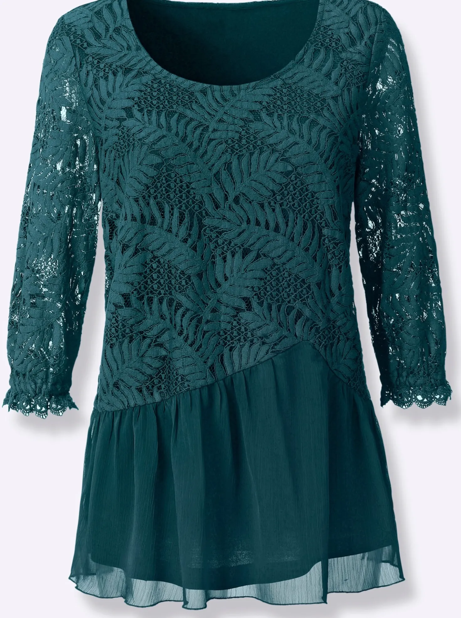 Chiffonbluse mit Baumwoll-Spitze