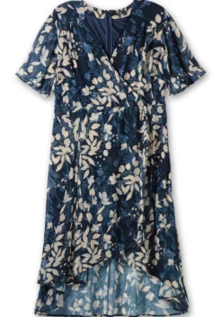 Chiffonkleid in Wickeloptik, mit Blätterprint