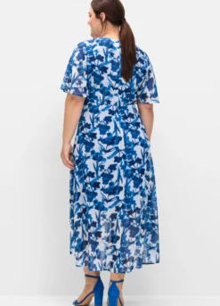 Chiffonkleid in Wickeloptik, mit Blätterprint