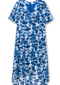 Chiffonkleid in Wickeloptik, mit Blätterprint