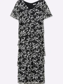 Chiffonkleid mit drapierten Volants