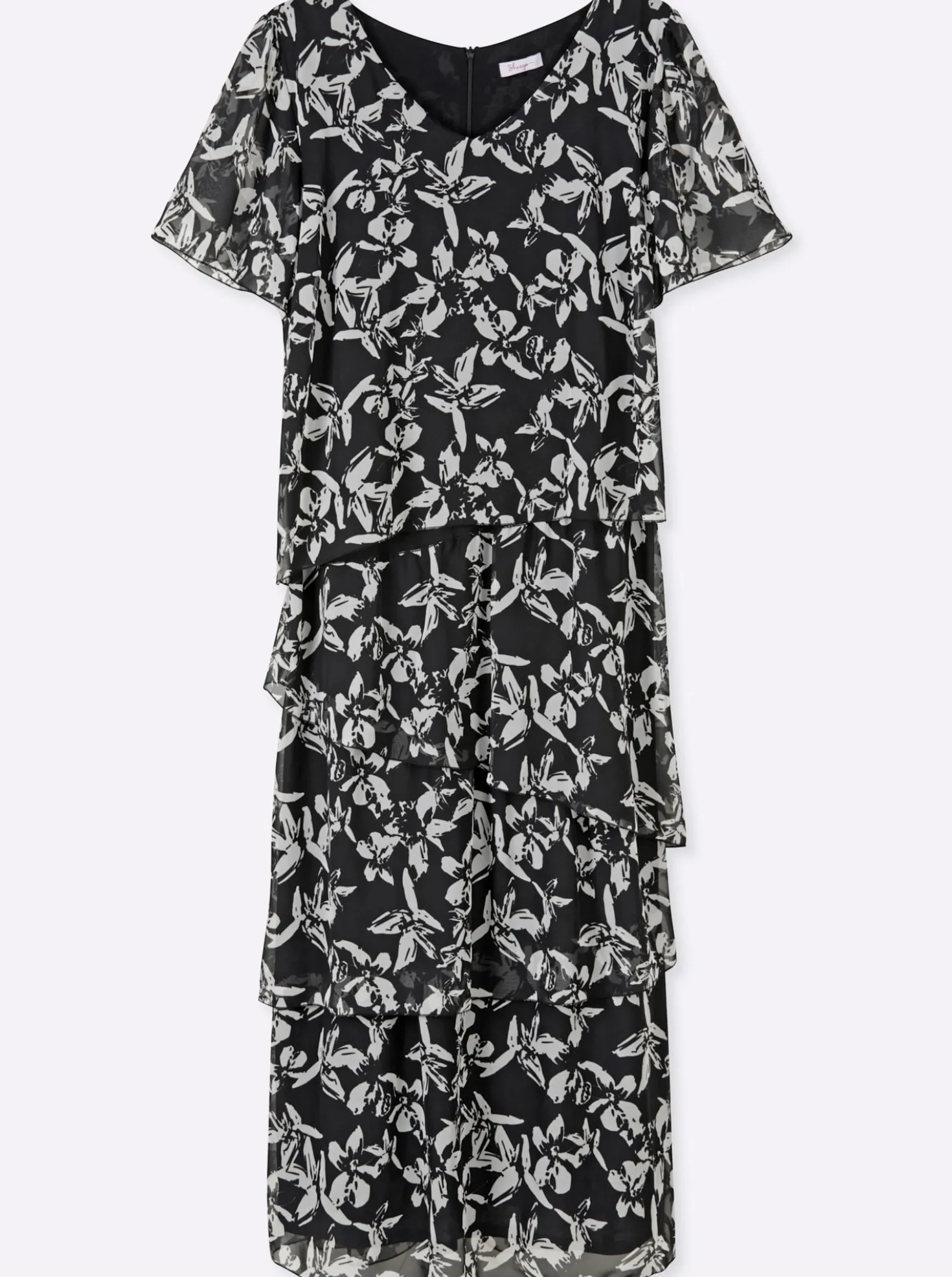 Chiffonkleid mit drapierten Volants