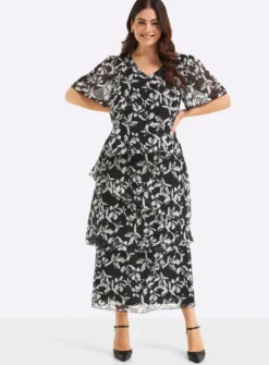 Chiffonkleid mit drapierten Volants