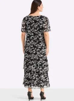 Chiffonkleid mit drapierten Volants