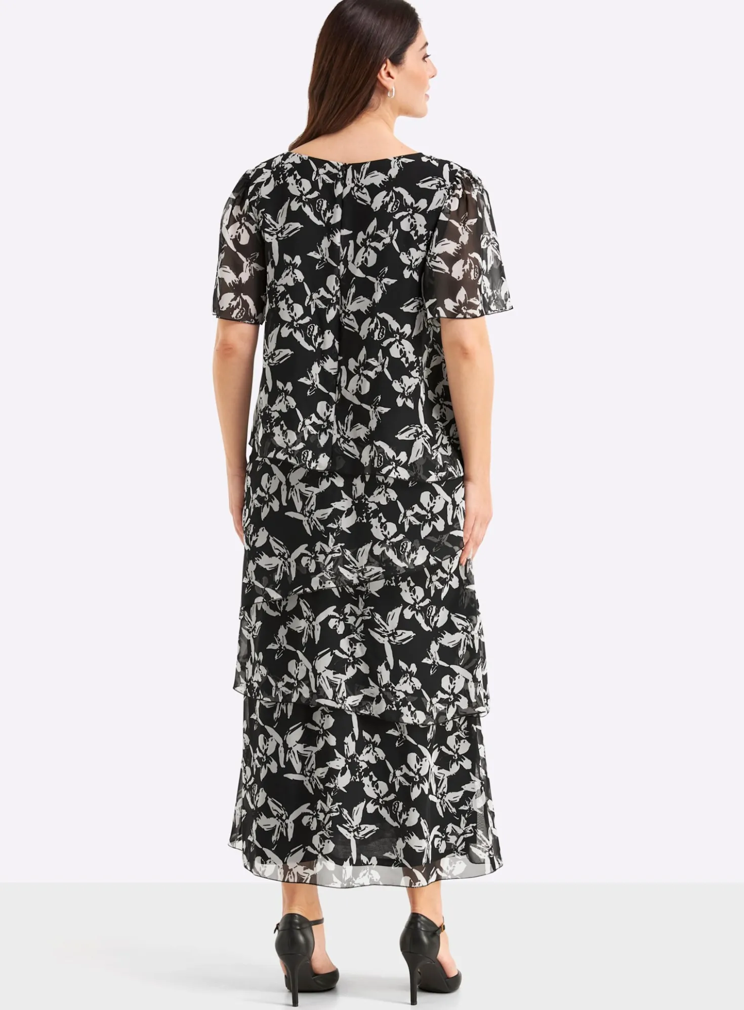 Chiffonkleid mit drapierten Volants