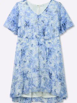 Chiffonkleid mit Volant am Saum