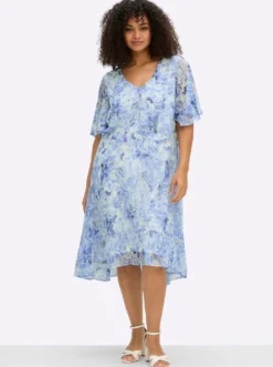 Chiffonkleid mit Volant am Saum