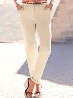 Chinohose mit Satin-Glanz