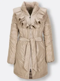 Daunenjacke mit doppellagigen Volants