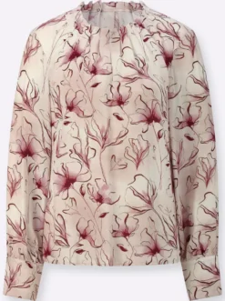 Druckbluse mit knöpfbaren Manschetten