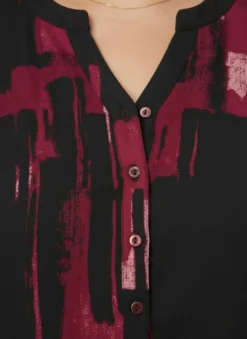 Druckbluse mit Krempelärmeln