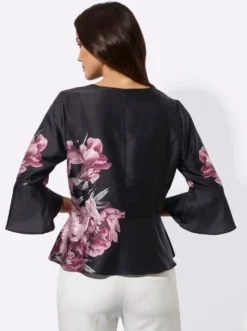 Druckbluse mit Volant-Abschluss